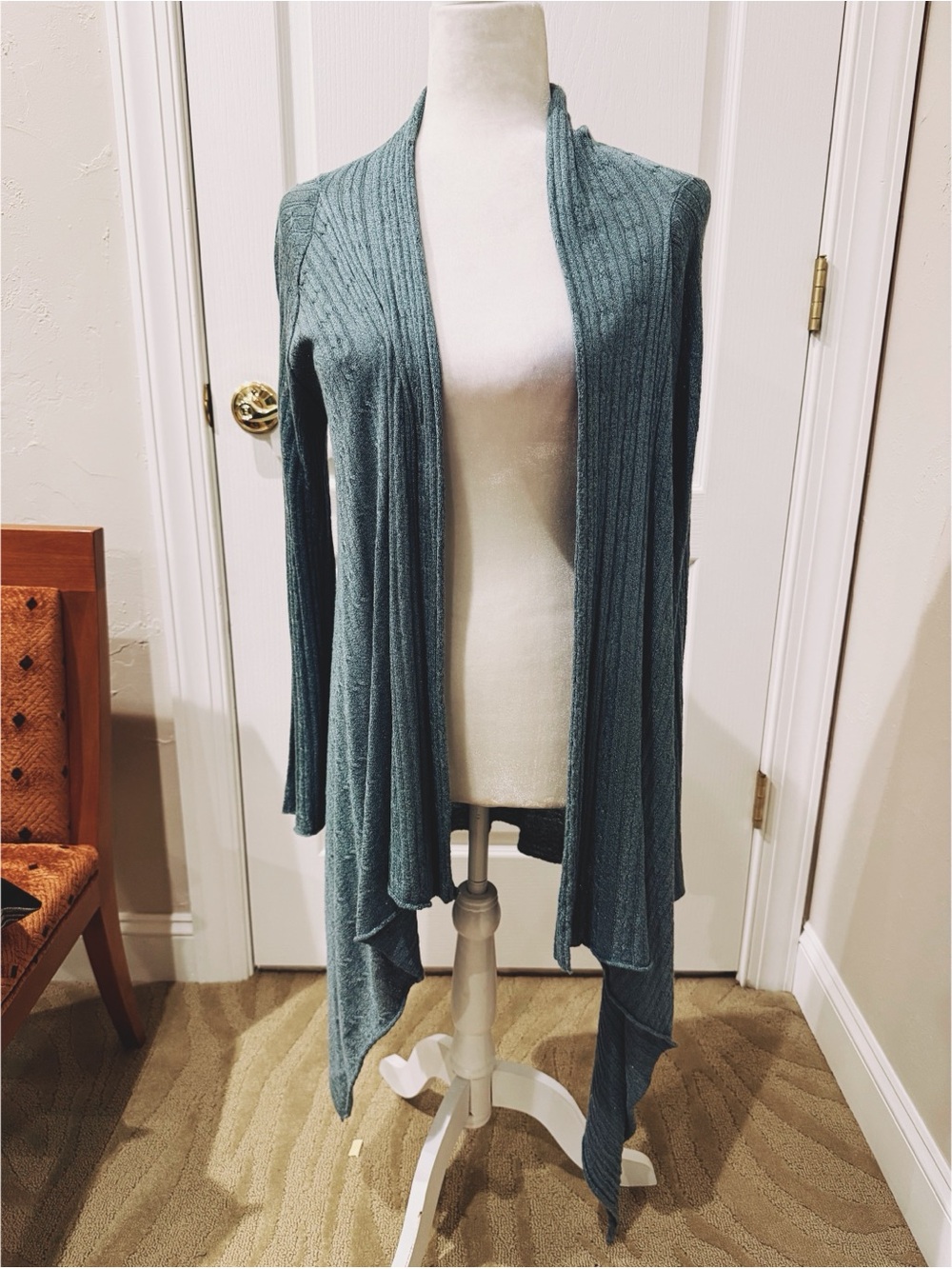 NWOT Chico’s Soft Open-Front Sage Ribbed Cardigan
